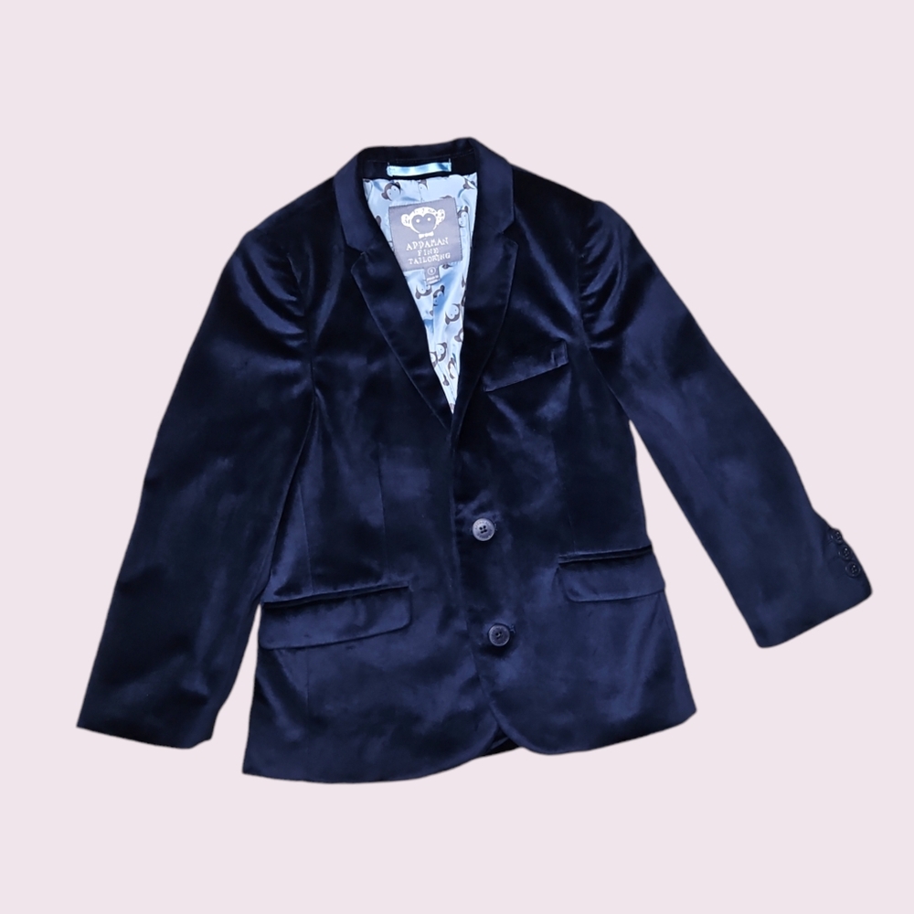Appaman Fine Tailoring Boys Velvet Jacket Navy Blue Size 6